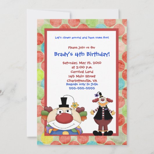Kind Town Carnival Birthday Invitation 5x7 Kaart (Voorkant)