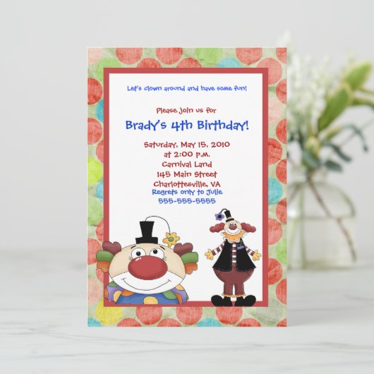 Kind Town Carnival Birthday Invitation 5x7 Kaart (Staand voorkant)