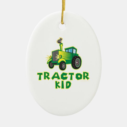 Kind tractor, groen keramisch ornament (Voorkant)