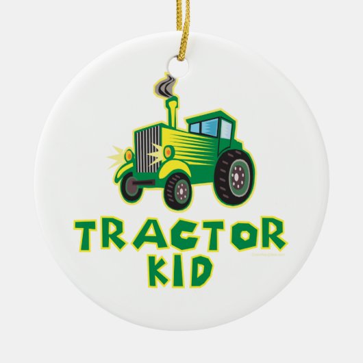 Kind tractor, groen keramisch ornament (Voorkant)