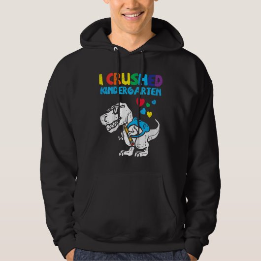 Kind Trex I Crush Kindergarten Afgelopen dag Dino Hoodie (Voorkant)