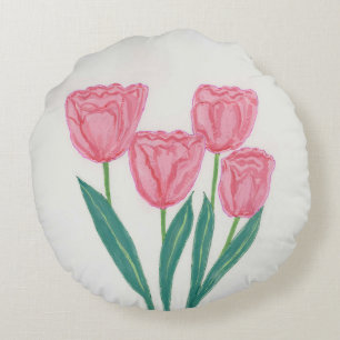 Kind Tulpen Bloemen Sierkussen Rond Kussen