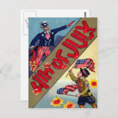Kind Uncle Sam Amerikaanse vlag Vuurwerk Briefkaart (Voorkant / Achterkant)