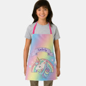 Kind unicorn en regenboog aangepaste naam schort (Insitu)