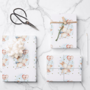 Kind Valentijn Konijntje Hartballonnen Inpakpapier Vel