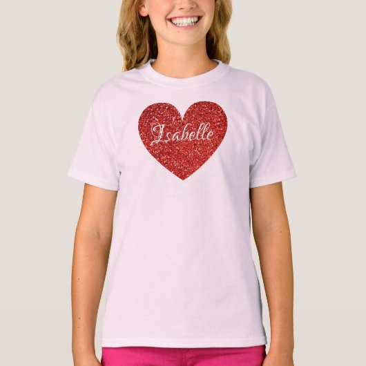 Kind Valentijn Uitrusting op maat Faux Glitter T-shirt (Voorkant)