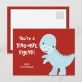 Kind Valentijnsdag Card - Dino-mite Friend Feestdagenkaart (Voorkant / Achterkant)