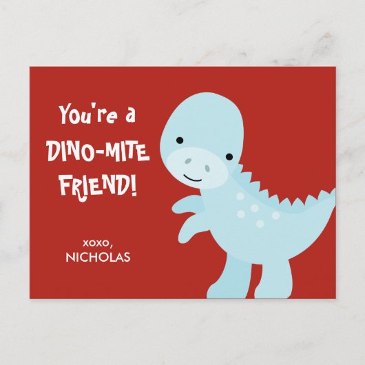 Kind Valentijnsdag Card - Dino-mite Friend Feestdagenkaart (Voorkant)