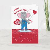 Kind Valentijnsdag Card met Cartoon Elephant Feestdagen Kaart (Voorkant)