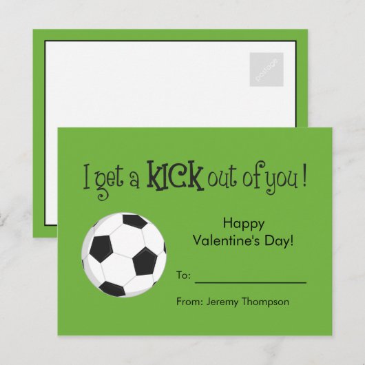 Kind Valentijnsdag Card - Soccer Love Feestdagenkaart (Voorkant / Achterkant)