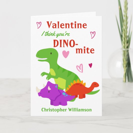 Kind Valentijnsdag Dino-mite Dinosaur Kaart (Voorkant)
