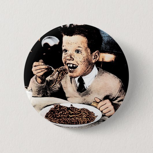 Kind van Creepy Spaghetti Ronde Button 5,7 Cm (Voorkant)