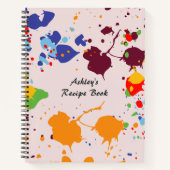 Kind van Cute Colorful Splatter Name Recipe Notitieboek (Voorkant)