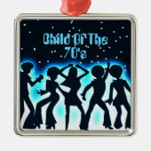 Kind van de 70's Blauwgroen Metalen Ornament (Voorkant)