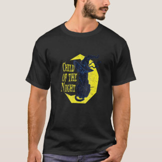 Kind van de heksenkat van de nacht Halloween Hekse T-shirt