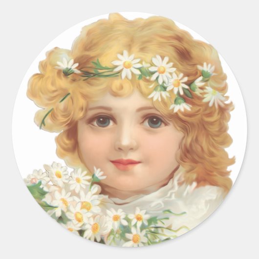 Kind van de lente ronde sticker (Voorkant)