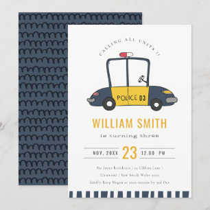 Kind van de politieauto van de zeemacht van elke l bedankkaart