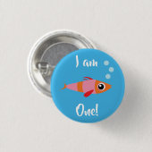 Kind van de vissoort "Birthday Aquarium" (waterdag Ronde Button 3,2 Cm (Voorkant /achterkant)
