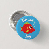 Kind van de vissoort "Birthday Aquarium" (waterdag Ronde Button 3,2 Cm (Voorkant /achterkant)