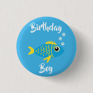 Kind van de vissoort "Birthday Aquarium" (waterdag Ronde Button 3,2 Cm