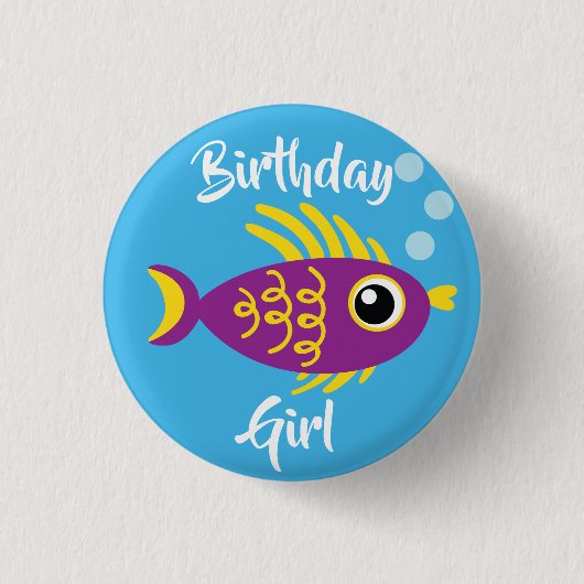 Kind van de vissoort "Birthday Aquarium" (waterdag Ronde Button 3,2 Cm (Voorkant)