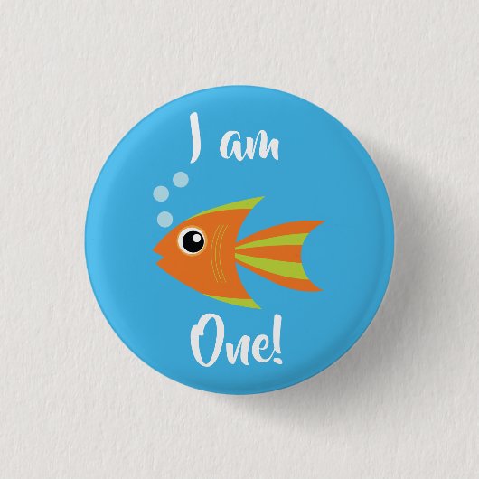 Kind van de vissoort "Birthday Aquarium" (waterdag Ronde Button 3,2 Cm (Voorkant)