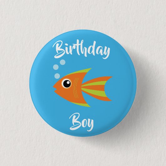 Kind van de vissoort "Birthday Aquarium" (waterdag Ronde Button 3,2 Cm (Voorkant)