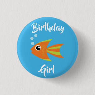 Kind van de vissoort "Birthday Aquarium" (waterdag Ronde Button 3,2 Cm