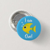 Kind van de vissoort "Birthday Aquarium" (waterdag Ronde Button 3,2 Cm (Voorkant /achterkant)