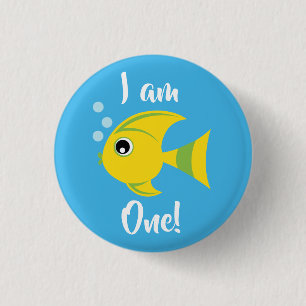 Kind van de vissoort "Birthday Aquarium" (waterdag Ronde Button 3,2 Cm