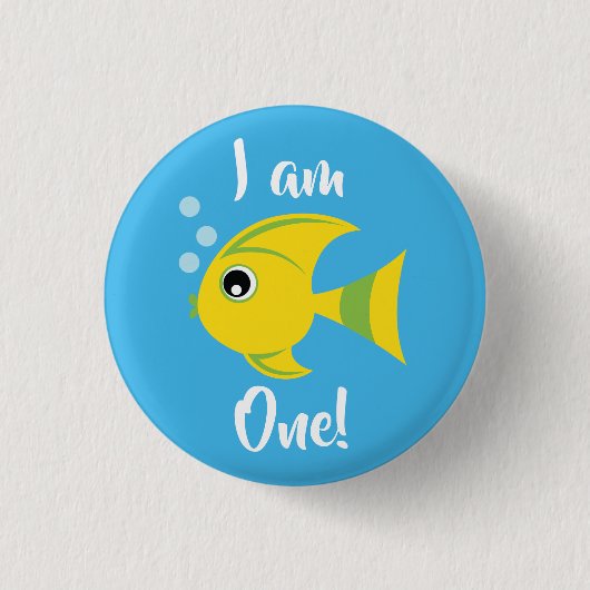 Kind van de vissoort "Birthday Aquarium" (waterdag Ronde Button 3,2 Cm (Voorkant)