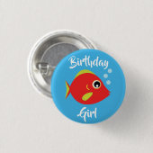 Kind van de vissoort "Birthday Aquarium" (waterdag Ronde Button 3,2 Cm (Voorkant /achterkant)