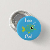 Kind van de vissoort "Birthday Aquarium" (waterdag Ronde Button 3,2 Cm (Voorkant /achterkant)