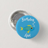 Kind van de vissoort "Birthday Aquarium" (waterdag Ronde Button 3,2 Cm (Voorkant /achterkant)