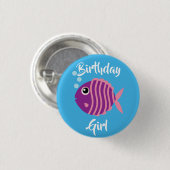 Kind van de vissoort "Birthday Aquarium" (waterdag Ronde Button 3,2 Cm (Voorkant /achterkant)