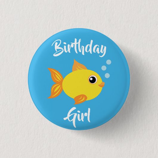 Kind van de vissoort "Birthday Aquarium" (waterdag Ronde Button 3,2 Cm (Voorkant)