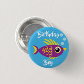 Kind van de vissoort "Birthday Aquarium" (waterdag Ronde Button 3,2 Cm (Voorkant /achterkant)