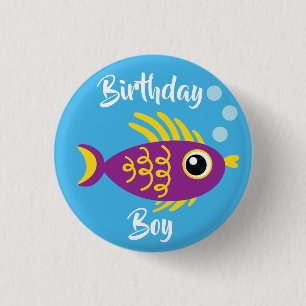 Kind van de vissoort "Birthday Aquarium" (waterdag Ronde Button 3,2 Cm