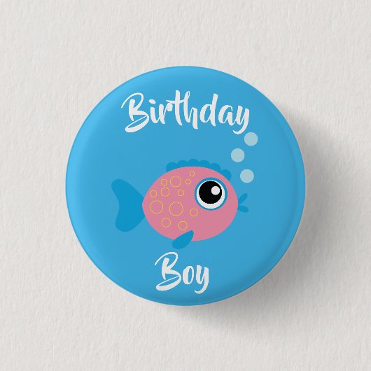 Kind van de vissoort "Birthday Aquarium" (waterdag Ronde Button 3,2 Cm (Voorkant)