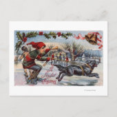 Kind van Dog Pulling over ijsSchaatsen Briefkaart (Voorkant)
