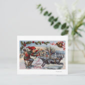 Kind van Dog Pulling over ijsSchaatsen Briefkaart (Staand voorkant)