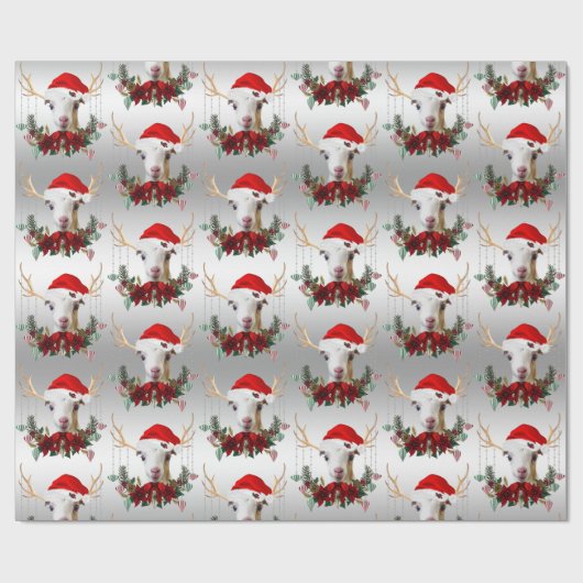 Kind van Goat Kerstmis Schattig LaMancha in Antler Cadeaupapier (Vlak)
