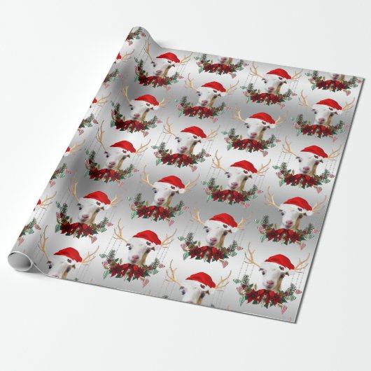 Kind van Goat Kerstmis Schattig LaMancha in Antler Cadeaupapier (Uitgerold)