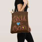 Kind van GOD Aangepaste Naam Bruin  Tote Bag (Dichtbij)