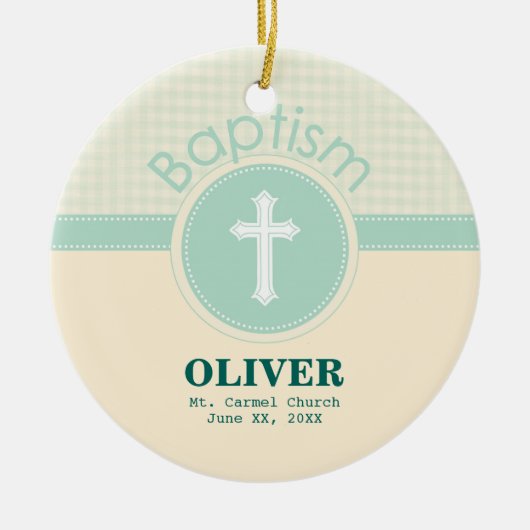 Kind van God Baptisme, Genderneutraal Groen Keramisch Ornament (Voorkant)