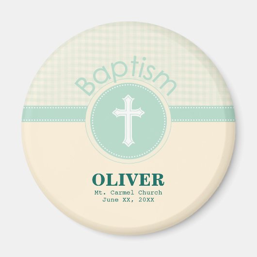 Kind van God Baptisme, Genderneutraal Groen Magneet (Voorkant)