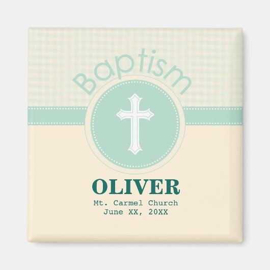 Kind van God Baptisme, Genderneutraal Groen Magneet (Voorkant)