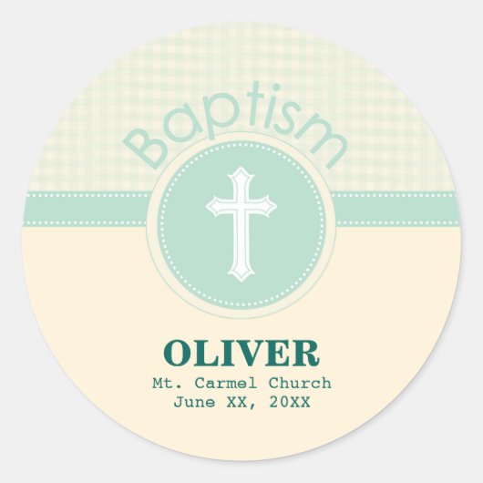 Kind van God Baptisme, Genderneutraal Groen Ronde Sticker (Voorkant)