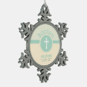 Kind van God Baptisme, Genderneutraal Groen Tin Sneeuwvlok Ornament (Links)