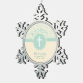 Kind van God Baptisme, Genderneutraal Groen Tin Sneeuwvlok Ornament (Rechts)